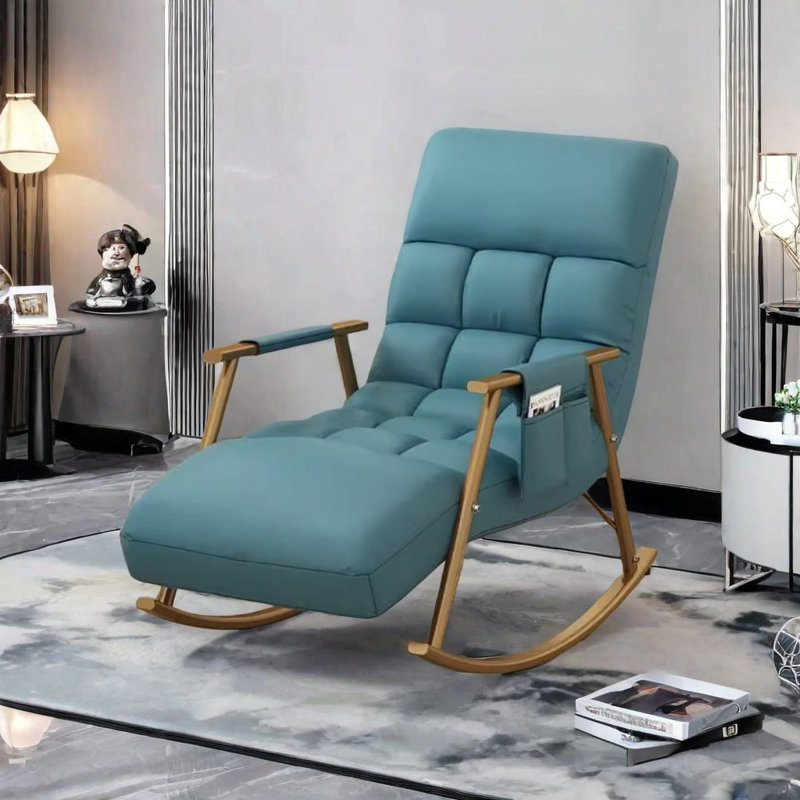 Chaise berçante française, Bleu, Or