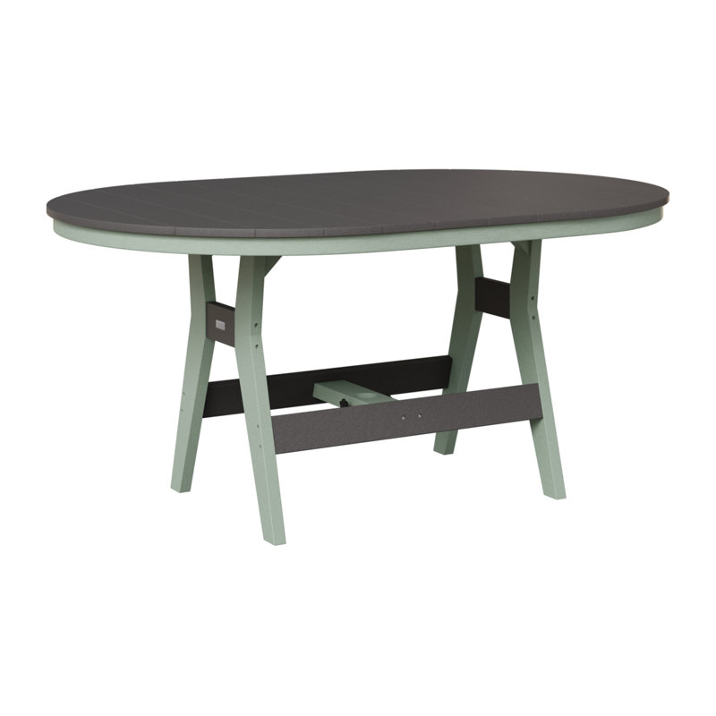 Harbor Outdoor Oval Dining Table, Seafoam, Smoke Gray
