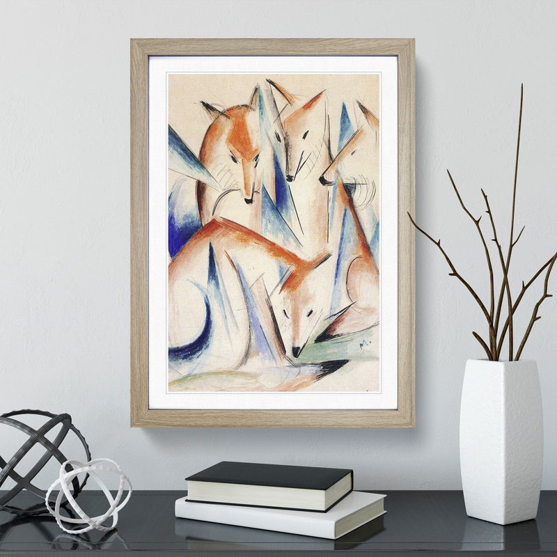 Group of Foxes by Franz Marc - Framed Print, 48cm H x 36cm W x 2cm D, Oak Framed