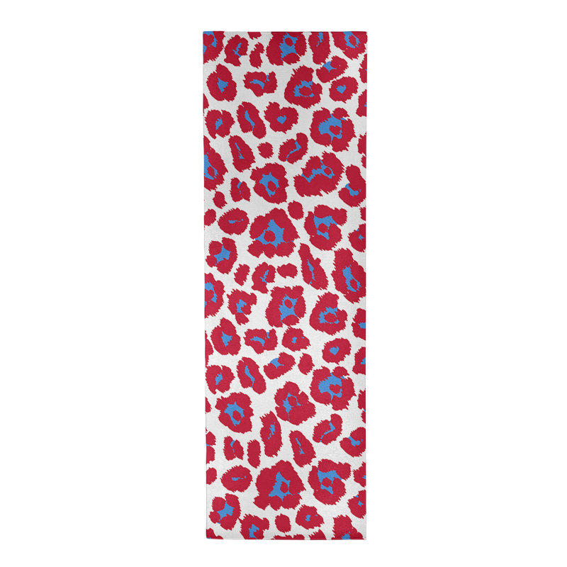 Tapis blanc / rouge / bleu à imprimé animal, Tapis de couloir 2 pi 6 po x 8 pi