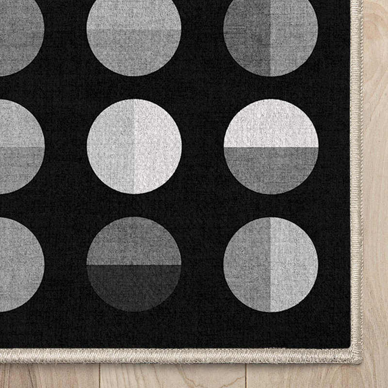 Well Woven Apollo Split Dot Black Mid-Century Modern Geometric Flat-Weave Rug, Rectangle 9'3" x 12'6"