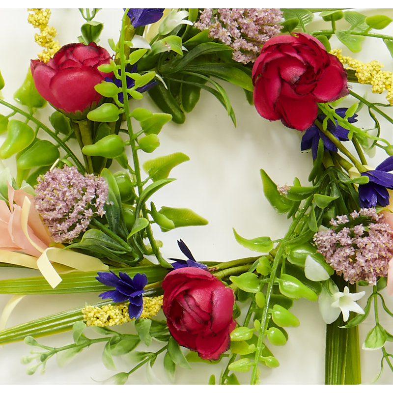 4.25" Inner Diameter Wild Artificial Multicolor Spring Flower Candle Ring, Set of 2