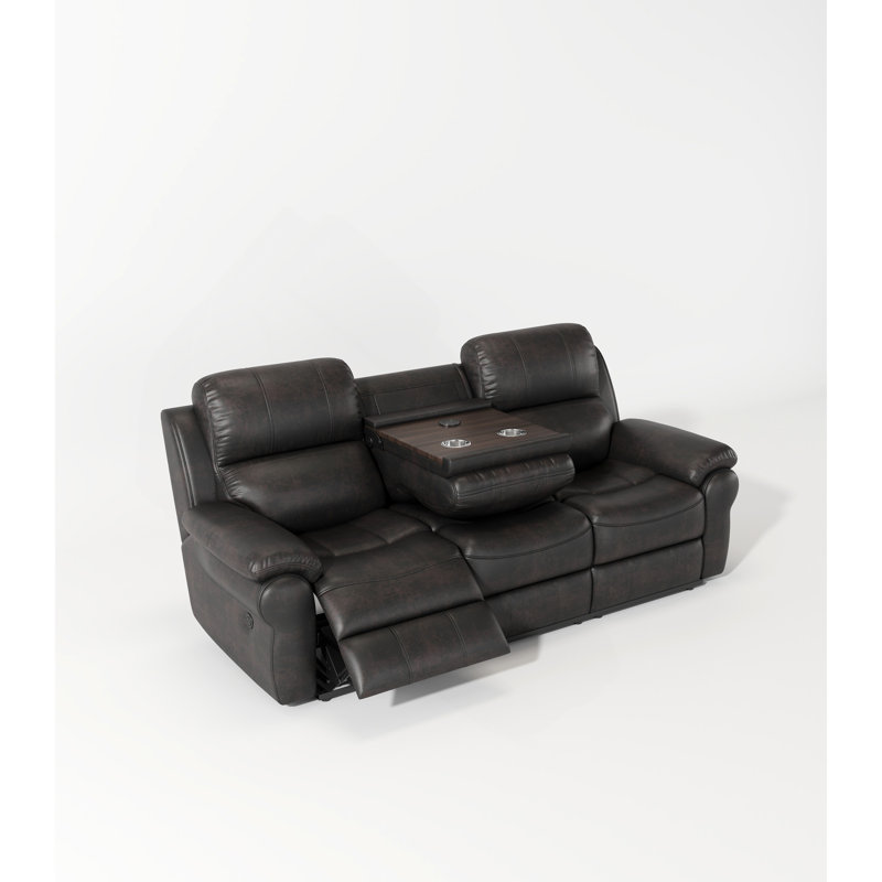 Canapé inclinable électrique en tissu respirant avec table rabattable, bouton USB et chargeur sans fil - Espresso