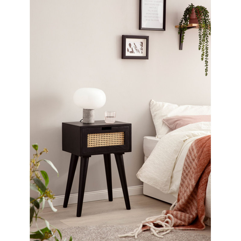 Aledward 40cm W Solid Wood Bedside Table