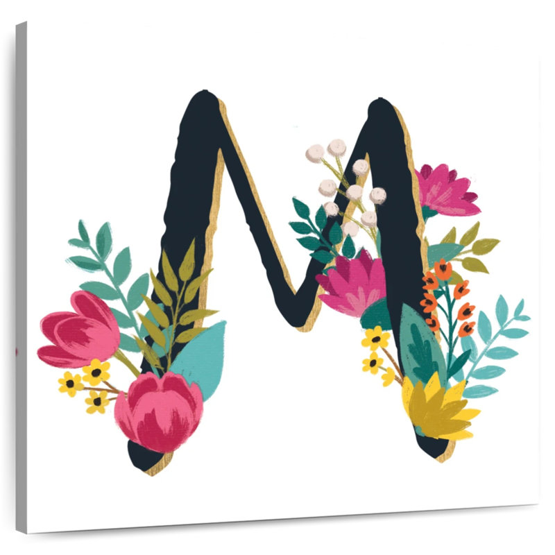 Keiri romantique luxe monogramme M noir, H 10 po x l 10 po