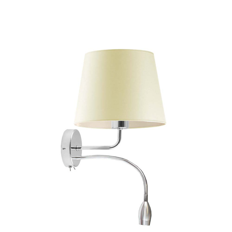 Imperia LED Armed Sconce, Chrome, Ecru