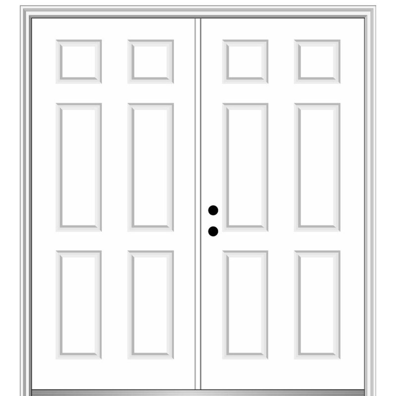 Porte d'entrée en acier apprêté, S'ouvre à droite vers l'intérieur, H 81,75 po x l 62 po x P 4,56 po