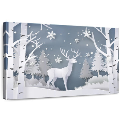 Cerf blanc neige