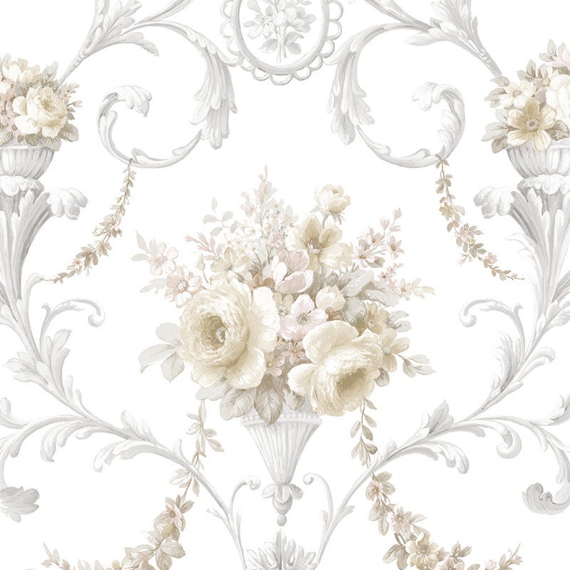 Rouleau de papier peint L 32,7 pi x l 20,5 po Hallandale, Beige / gris clair / rose