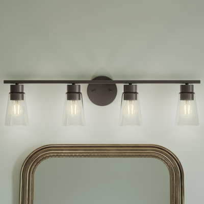 Éclairage pour salle de bain 4 lumières avec verre transparent 31,25 po Stamos