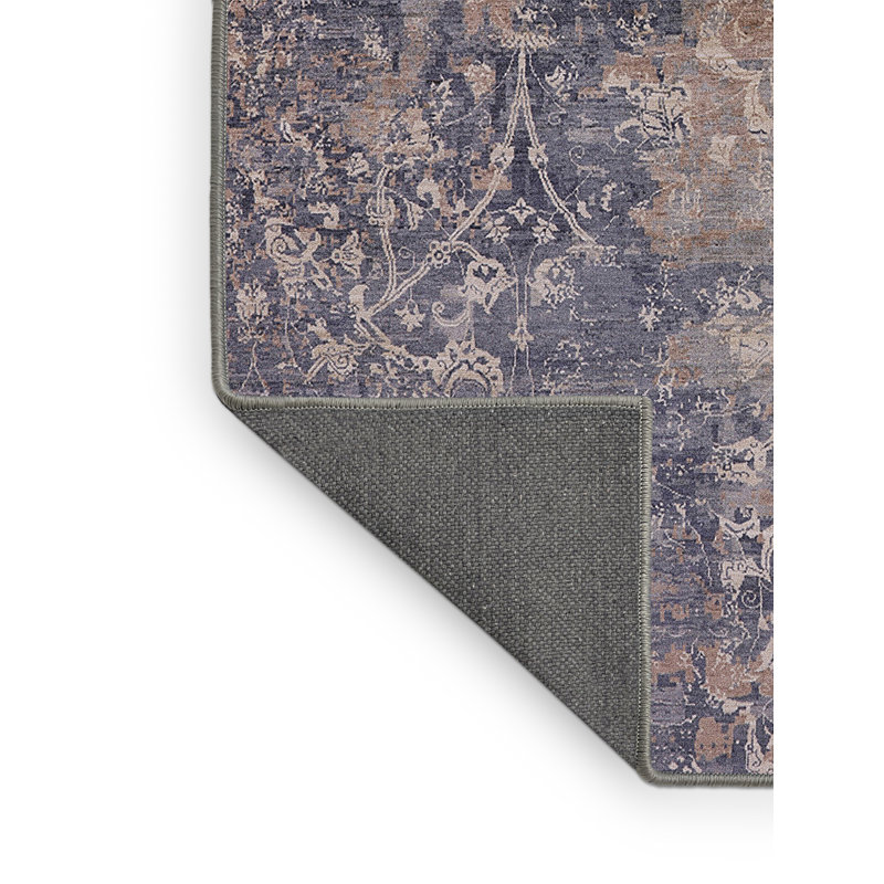 Tapis brun / gris à motif floral Graton, Rectangle 5 pi x 7 pi