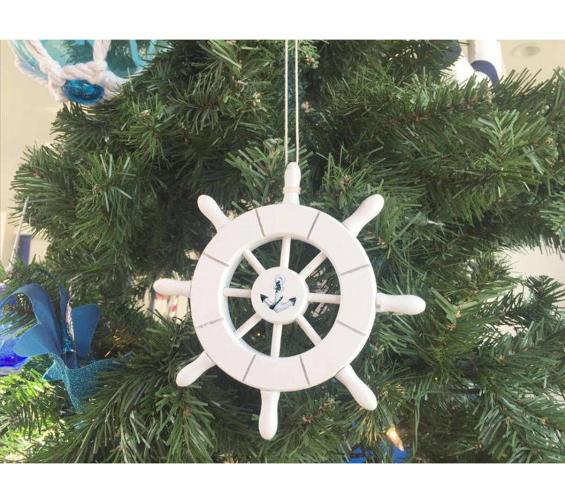 Ornement avec arbre de noël décoratif 6 po, Blanc