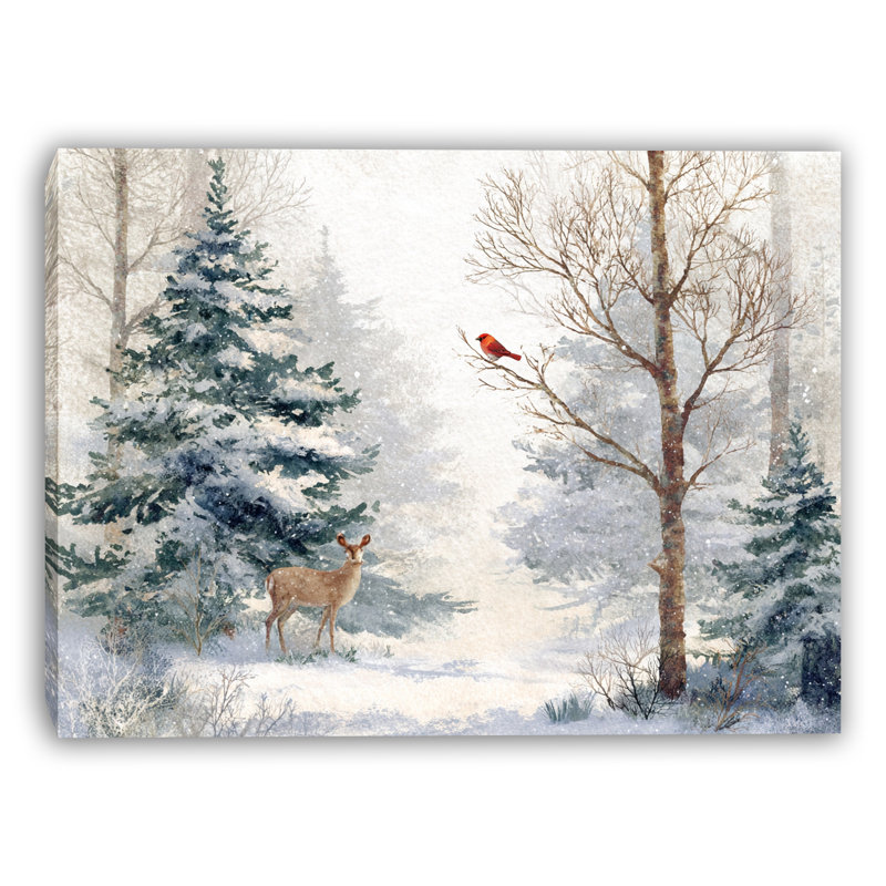 Art mural sur toile «Quiet Cardinal Winter», H 16 po x l 24 po