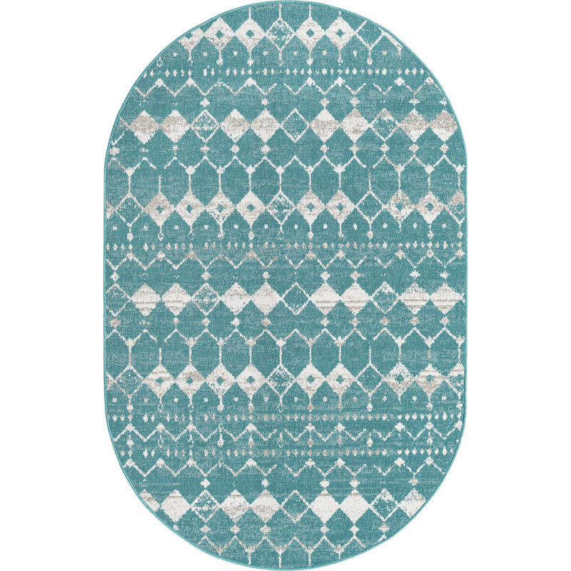 Tapis d'extérieur couleur vert pâle, Ovale 5 pi 3 po x 8 pi
