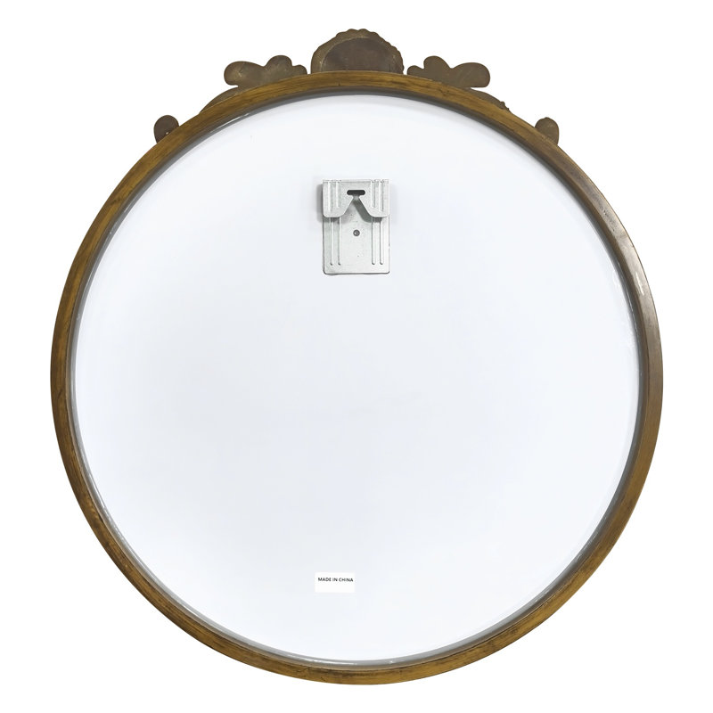 Baroque Round Antique Wall Mirror Retro Ornate Wall Hanging, 29.33" x 27.56"