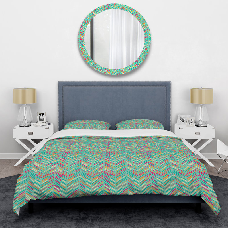Green Scribble - Ensemble de housse de couette à motif abstrait - Microfibre de polyester