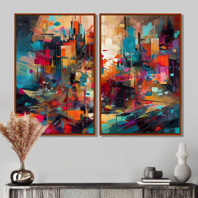 Exploring Abstracted Tranquility II - Large Abstract Geometric Wall Decor 2 Pieces