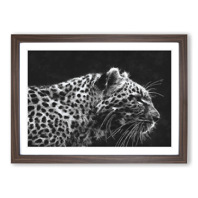 Leopard Vol.4 - Picture Frame Painting, 48cm H x 65cm W x 2cm D, Walnut Framed