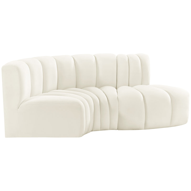 Hubertus Upholstered Curved Sectional Reversible, Cream Velvet