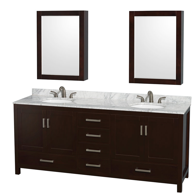 Sheffield 79" Double Bathroom Vanity Base Only, Espresso