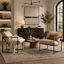 Fauteuil d'appoint élégant en velours moderne, fauteuil inclinable contemporain avec cadre en métal et siège profond pour bureau personnel-2080298903