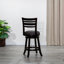 Tabouret de bar pivotant à dossier à lattes, siège en tissu-1242425525-1274900162