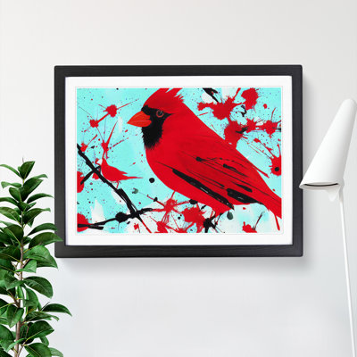 Cardinal Bird Splash Vol.1 Abstract 1 Piece Single Picture Frame Wall Art