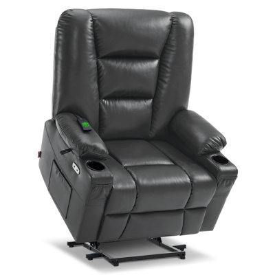 Ellamae Wide Power Recliner Lift Chair with Massage and Heat, Faux Leather