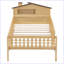 Lit plateforme moderne en bois avec tête de lit en forme de maison, DEL et rangement intégré-107227974-107227975