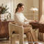 Chaise de bureau rembourrée avec accoudoirs Leopard-130119157