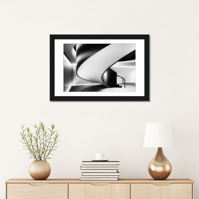 « escalier », impression sur toile, Pas de tapis, Papier d'art encadré noir, H 26 po x l 18 po x P 1 po