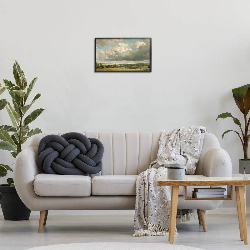 Sunlit Clouds over Countryside Framed Giclee, design by LSR Creative Studio, 12" H x 18" W, Midnight Black Framed Giclee