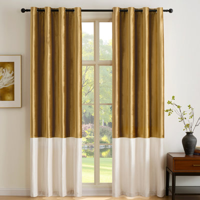 Velvet Thermal-Insulated Blackout curtains. Room Darkening 75%-95% Patchwork Color Block Drapes for Bedroom Living Room Window（set of 2）
