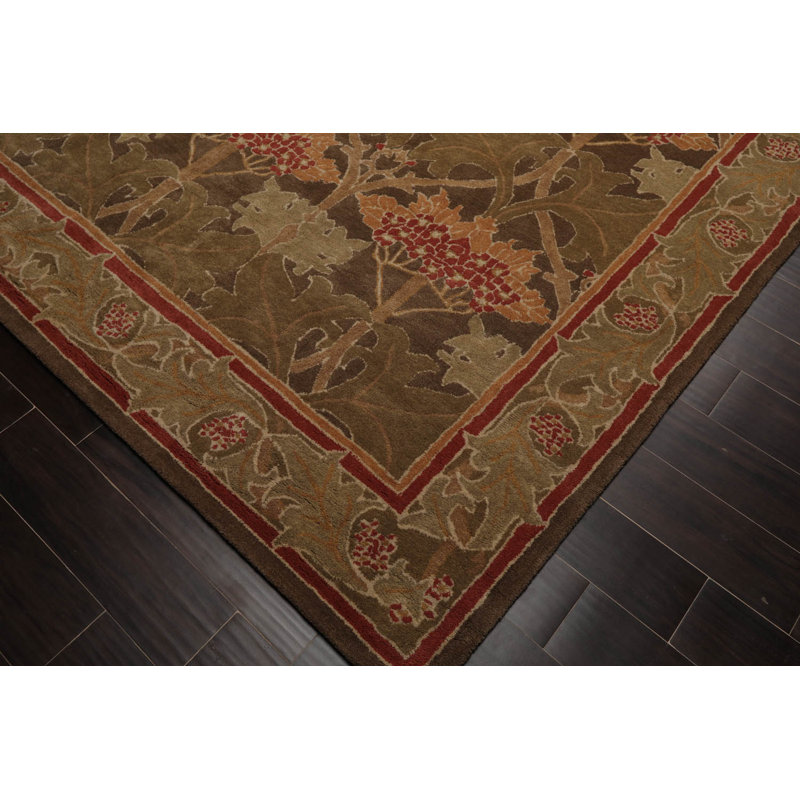 Tapis oriental gris en laine touffeté à la main 9 pi x 12 po Canora, Rectangle 9 pi x 12 pi