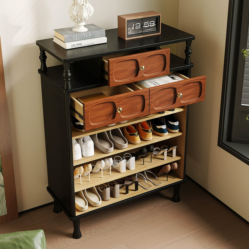 Walnut Solid Wood Shoe Storage Bench