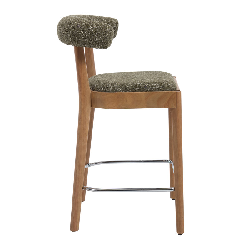 Upholstered Counter Stool With Barrel Back, Modern Counter Height Bar Stool For Kitchen Island/Dining Room, Green