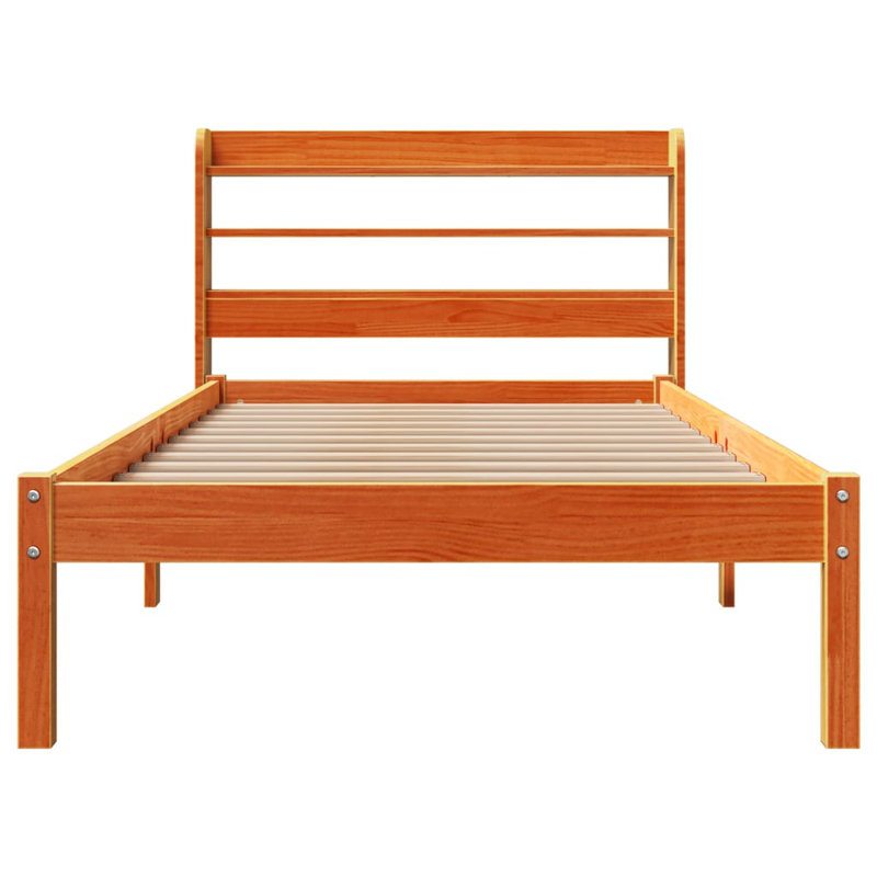 Bed Frame With Headboard Without Mattress Wax Brown, 110 x 218cm