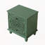 Table de chevet en bois sculpté avec 3 tiroirs, commode décorative en relief à volutes rétro, table de bout d'armoire de rangement pour le salon de la chambre à coucher, vert