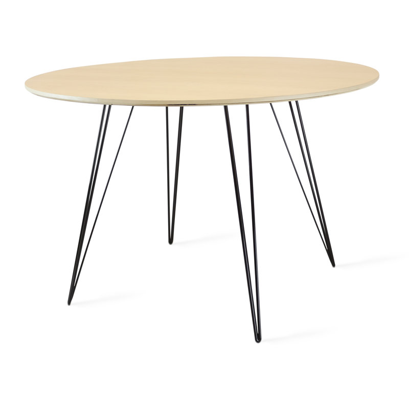 Table de salle à manger Williams, Noir, H 30 po x L 46 po x l 46 po, Naturel
