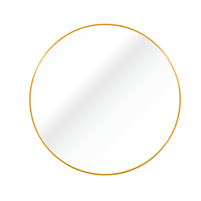 Miroir de salle de bain de 20 pouces de diamètre - élégant, sans verre, cadre rouille, design moderne rond, H 4 mm, Gold