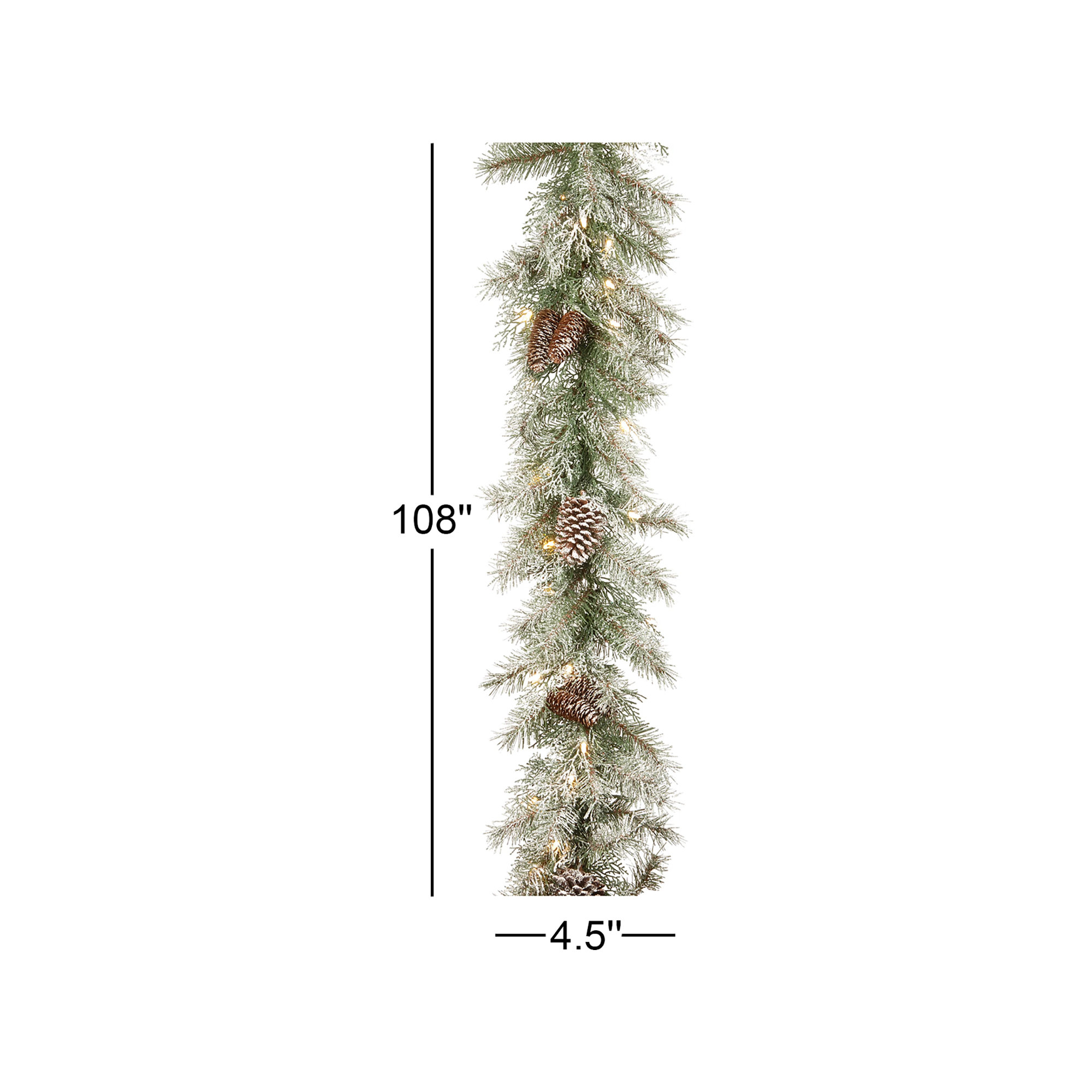 The Holiday Aisle® 9 ft. Frosted Mountain Spruce Garland with Clear Lights