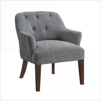 Modern Tufted Back Accent Chair, Upholstered Slate Gray Fabric Armchair, Sturdy Plywood Frame Chair Seating for Living Room, for Adults