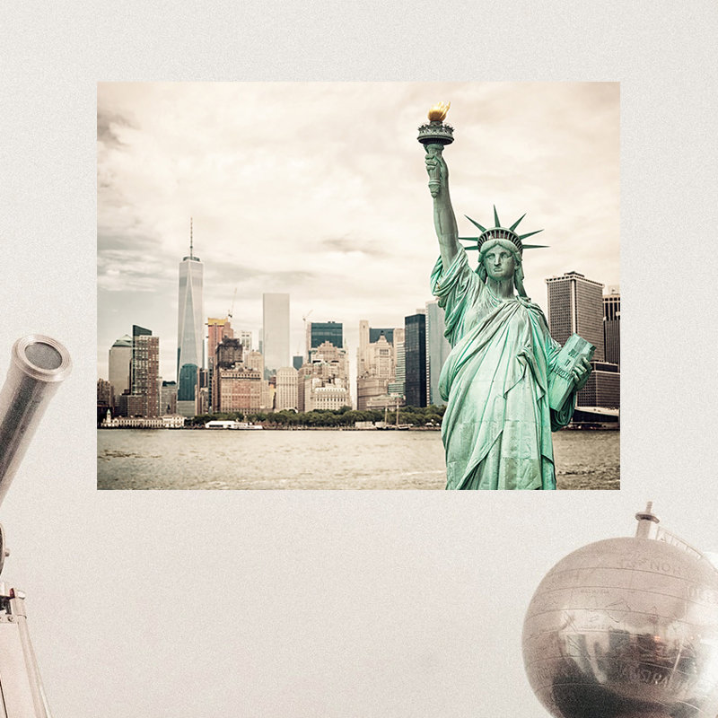 Décalcomanie murale amovible New York Skyline and Statue of Liberty, H 36 po x l 48 po