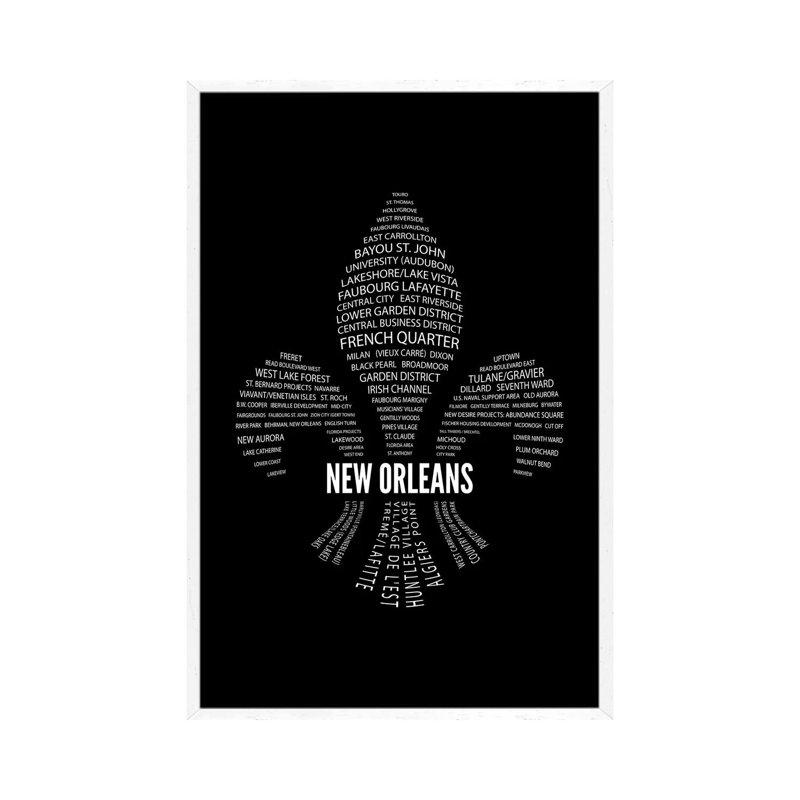 New Orleans Fleur-De-Lis Neighborhoods by Benton Park Prints - Print on Canvas, 66.04 cm H x 45.72 cm W, White Framed