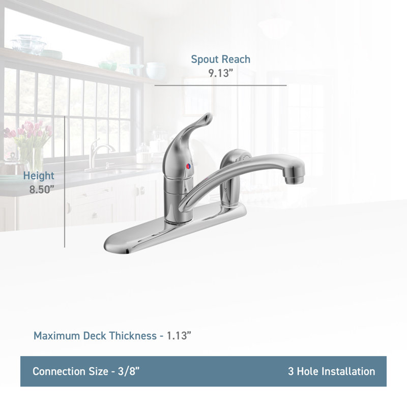 Chateau Chrome Single Handle Kitchen Faucet with Side Spray