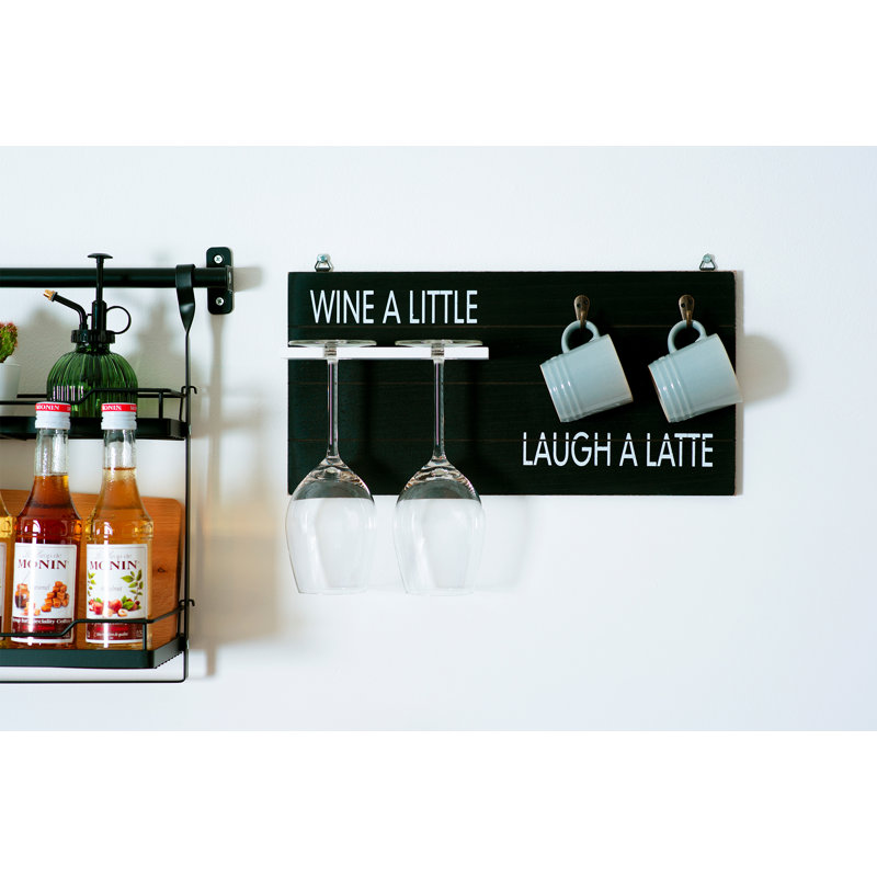 Wall Mounted Wine Glass Rack in Black