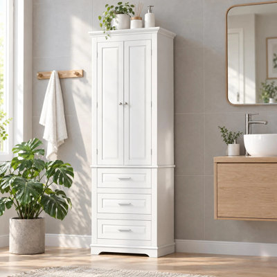 Armoire autoportante en lin 70,12 po avec tablettes réglables et trois tiroirs