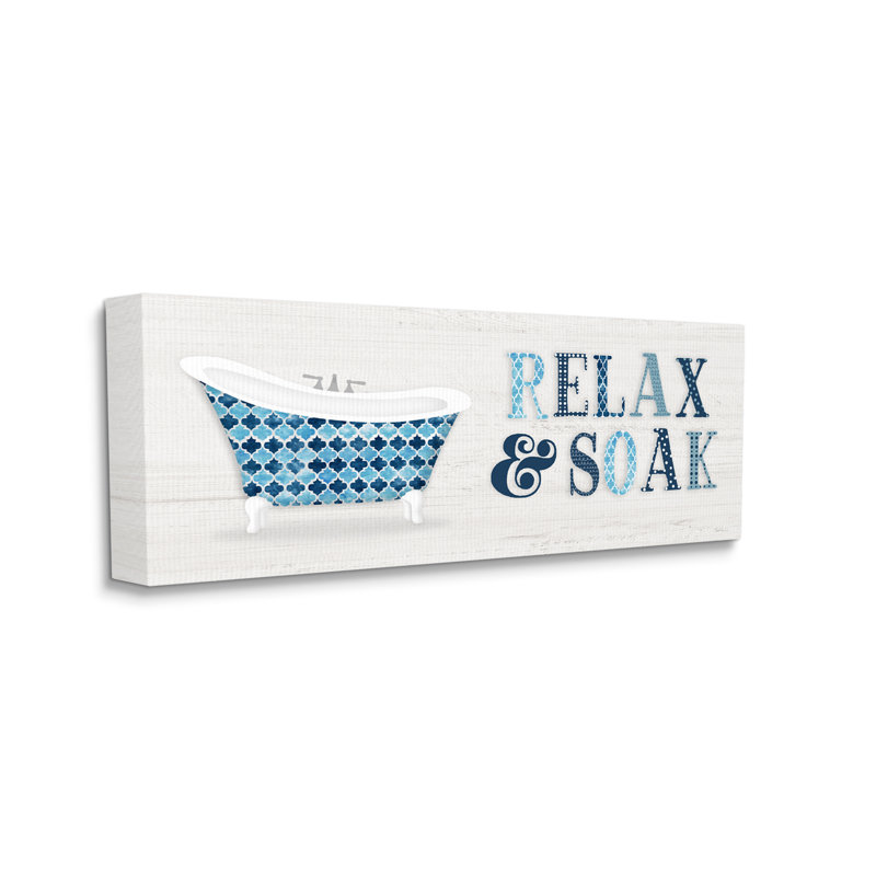 Enseigne de salle de bain Soak Relax, Toile tendue, H 24 po x l 10 po