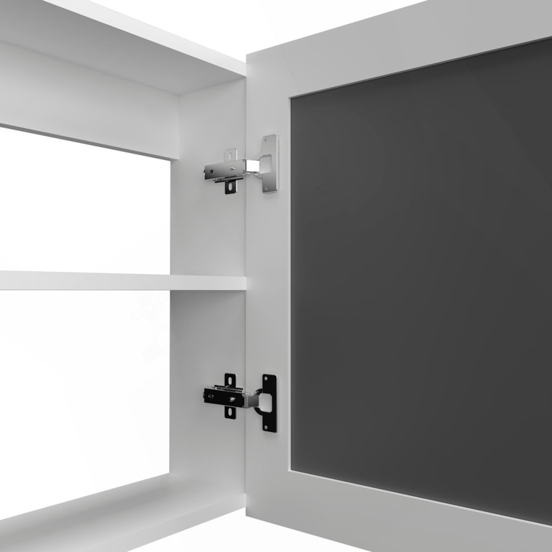 Pharmacie H 20,5 po, avec 2 tablettes, 1 porte et 1 miroir, blanc, Blanc