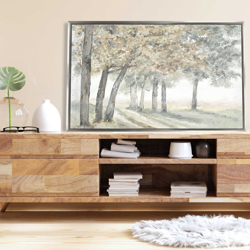 Golden Trees - Peinture, L 51,5 po x H 31,5 po, Encadrement argenté